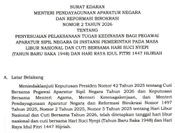Menteri PANRB Terbitkan Aturan WFA bagi ASN pada Libur Nyepi dan Idulfitri