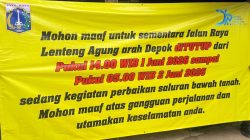 Jalan Lenteng Agung Arah Depok Ditutup Sementara