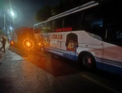Bus Jaya dan Truk Box J&T Terlibat Kecelakaan Beruntun di Madiun, Satu Pengemudi Terluka