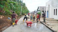 TMMD Ke-129 Terus Kerjakan Rabat Jalan Beton di Desa Polewali