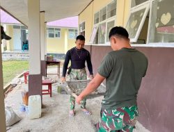 Satgas TMMD Kembali Lanjutkan Pengecoran Lantai SD Negeri Polewali