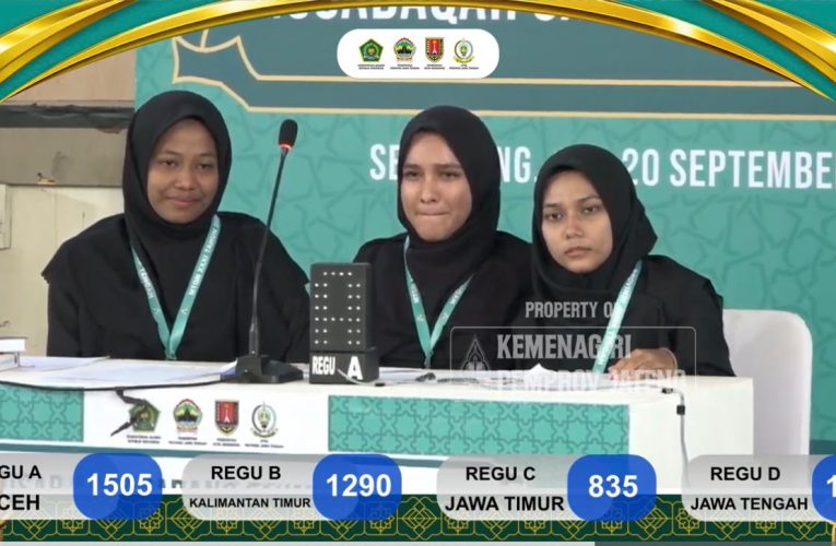 Aceh Juara Pertama Fahmil Qur’an Putri MTQ Nasional 2026
